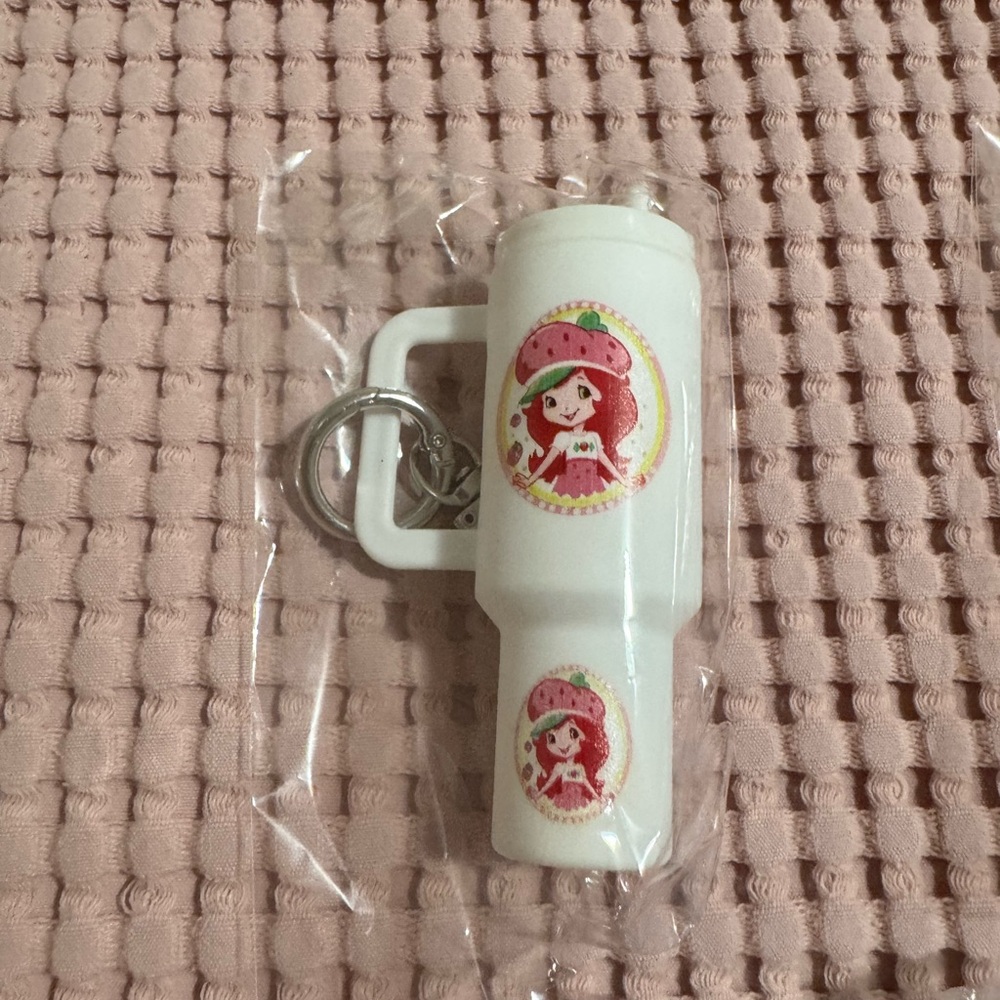 NWT White and Pink Strawberry shortcake Key chain